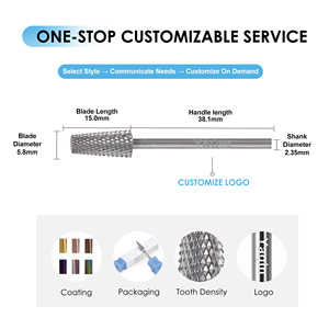 Yaqin <span class=keywords><strong>OEMD</strong></span> ODM Factory 3/32\" Forets à ongles professionnels en carbure de tungstène, coniques, à tête plate, coniques, pour le nettoyage des cuticules - Product Image 2