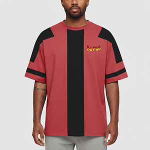 T-shirt homme en coton 100% lourd 210GSM, écologique, séchage rapide, bicolore, logo brodé personnalisé, col rond, coupe ample, épaules tombantes - Product Image 1