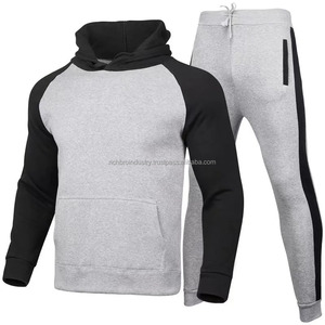 Automne nouveaux hommes sweat à capuche ensemble mode polaire survêtement homme costume de sport lâche noir jaune Patchwork imprimé survêtements - Product Image 3