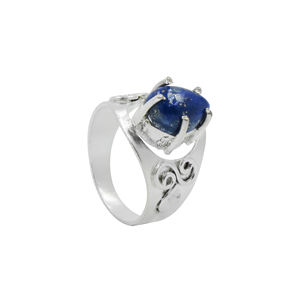 Anillo llamativo de lapislázuli hecho a mano con forma de pera, piedra preciosa natural, chapado en plata, acabado mate, estilo bohemio, engaste de garra azul, para uso diario, sin níquel - Product Image 2