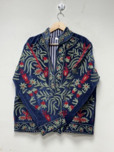Hand Embroidered <b>Velvet</b> Suzani Bohemian Winter <b>Jacket</b> Breathable Eco-Friendly Floral Design <b>Women's</b> Coat Birthday Gift - Product Image 1