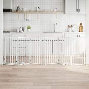 Juego de 6 Corrales Plegables para Perros de Madera de Álamo Blanco de 118.1 Pulgadas de Largo - Product Image 1