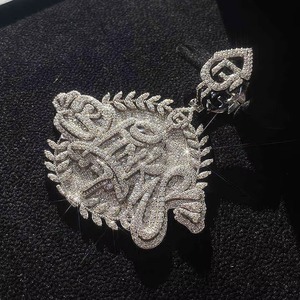 Custom Vintage Iced Out VVS Moissanite Letter <b>Pendant</b> 925 Sterling <b>Silver</b> Hip Hop Men's Custom <b>Initial</b> Jewelry Necklace For Gift - Product Image 3