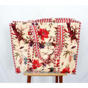 Wholesale Bohemian Velvet Quilted Tote <b>Bag</b> Handcrafted Striped Shoulder Shopping <b>Bags</b> From Rajasthan for Exhibition - Product Image 5