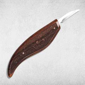 Couteau de chef de cuisine, couteau à boucher en bois de santal sanglant et bois de rose birman, manche en bois massif en forme de tête de poisson, pour gaucher - Product Image 5