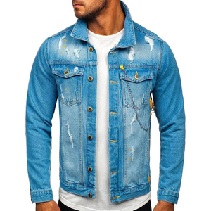 Fall High-End High Street Denim Jacket <b>Men</b> Stand Collar Front Logo Baggy Multi-Pocket Breathable Waterproof Windproof Casual - Product Image 1