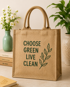 Choose Green Live Clean Jute Shopping <b>Bag</b> <b>Medium</b> <b>Size</b> Top Handle Eco Friendly Grocery Tote - Product Image 1