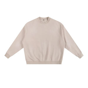 Sweat-shirts pour hommes à col rond, vierges, de haute qualité, en molleton de coton épais, coupe oversize, effet vintage délavé au soleil, avec impression de logo personnalisé - Product Image 3