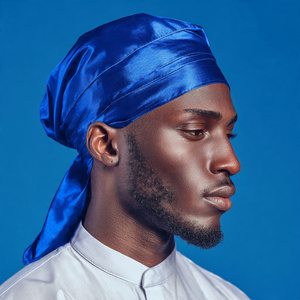 OEM Heat-Transfer Printed Silk Satin Durag <b>Head</b> <b>Wrap</b> for Men Casual Eco-Friendly Stretchable Durag Breathable All Seasons - Product Image 2