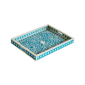 ALTAMASH CRAFT Handmade Mother of Pearl Round Tray with Elegant Inlay Handle for Coffee <b>Table</b> Use Modern Design Premium Quality - Product Image 2