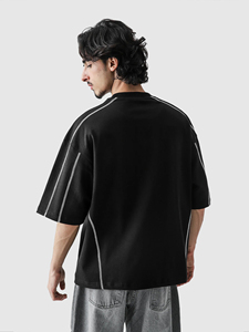 Yingling High Quality 400 Gsm 100% Cotton Knitted <b>T</b>-<b>Shirt</b> Short Sleeve Streetwear Vintage <b>Men's</b> Regular Fit O-Neck Summer Custom - Product Image 4