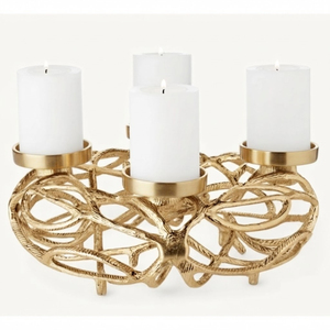 Gold Metal Christmas Candle Holder Aluminium <b>Branch</b> Advent Wreath Pillar Candle Stand for Wedding Table Centerpiece Decor - Product Image 1