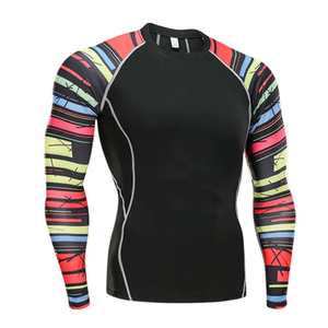 Leggings de compression noirs pour hommes avec rayures colorées, séchage rapide, en spandex et nylon, coupe ajustée, toutes saisons - Product Image 5