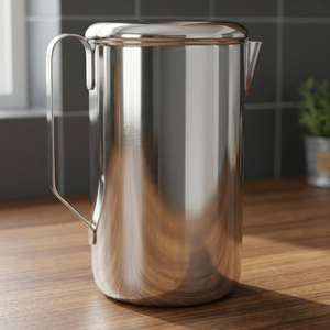 Carafe à eau sans condensation en acier inoxydable de haute qualité |   Pichet à jus et à lait en métal durable |   Vaisselle de restaurant commerciale - Product Image 4