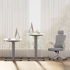 Electric Home Office Computer Workstation Adjustable Height Standing <b>Desk</b> with Two-Piece 55 X Tabletop Sit Stand <b>Desk</b> - Product Image 4