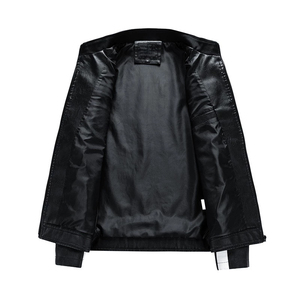แจ็คเก็ตหนังผู้ชายคุณภาพสูงสั่งทำพิเศษ แจ็คเก็ตมอเตอร์ไซค์ทันสมัยบุขน PU หนานุ่ม สไตล์ลำลองสำหรับฤดูใบไม้ร่วง ทำจากหนังแกะ - Product Image 3