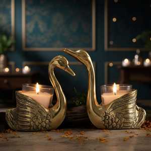 Ensemble de bougeoirs en aluminium Golden Swan, faits à la main, durables, écologiques, portables, pour la décoration de la maison, les mariages et les usages religieux, résistants à la chaleur - Product Image 2