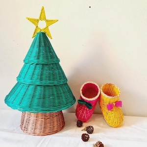 Cestas de mimbre hechas a mano más vendidas, cestas de almacenamiento con tapa, contenedor gigante con forma de árbol de Navidad - Product Image 4