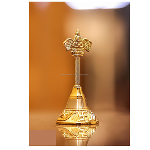 Pooja Mandir Bell Bell garuda ghanti กระดิ่งมือสีทอง (สูง4.5นิ้วความกว้าง2นิ้ว) ทำจากโลหะจากต่างประเทศ - Product Image 1