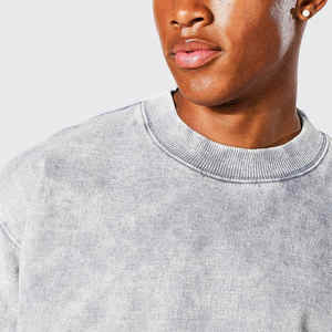 Sweat-shirts à col rond pour hommes, confortables et élégants, à motif uni, décontractés, effet délavé, en faible quantité minimale de commande pour la saison d'automne - Product Image 3