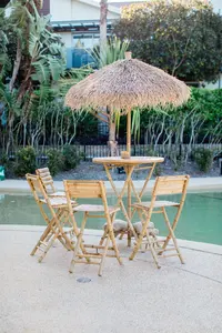 Sombrilla de Bambú para Exteriores con Base, Estilo Boho Natural, Fabricada en Vietnam, Precio al por Mayor - Product Image 6