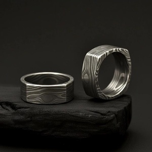 Hot Selling Handmade Damascus Steel <b>Ring</b> for Men Women Wedding Band Fashion Party <b>Ring</b> Custom Latest Design OEM Supplier - Product Image 1