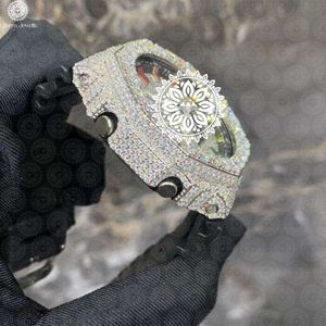 Charm_Jewells Montre polygonale de luxe en acier inoxydable avec lunette en diamant, cristal saphir, quartz analogique, unisexe, 42 mm - Product Image 3