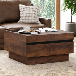 <b>Rustic</b> Brown Coffee <b>Table</b> with Hidden Storage Drawers <b>Wooden</b> Center <b>Table</b> for Living Room Furniture Supply - Product Image 1