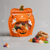 Sachet d'emballage personnalisé en Mylar métallisé, découpé sur mesure, en forme de citrouille ou de fantôme, pour bonbons et gommes d'Halloween