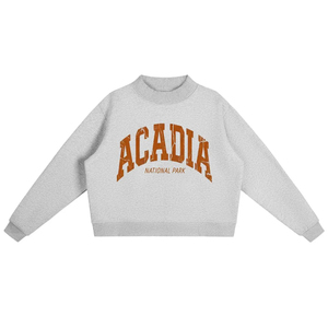 OEM Women's Oversized <b>Mock</b> <b>Neck</b> Sweatshirt Acadia National Park Letter Print Fleeced Warm Winter Fall Youth Sports Club Wear <b>Top</b> - Product Image 1