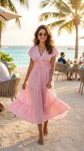 Vestido Camisero Midi de Manga Corta con Cuello Polo, Dobladillo Asimétrico y Detalle de Botones, Color Sólido, Tejido de Tela, Estilo Casual - Product Image 3