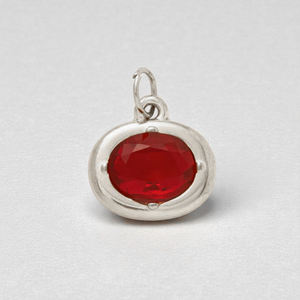 Composant de pendentif breloque en argent sterling 925, ovale, serti clos, fait main, pour la fabrication de bijoux en pierres précieuses, avec quartz et rubis, vente en gros - Product Image 1