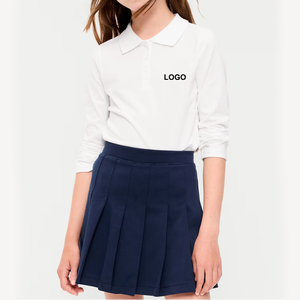 เสื้อโปโลแขนยาวผ้าคอตตอนถักแบบยูนิเซ็กซ์ สีแดงเบอร์กันดี สำหรับชุดนักเรียน พร้อมโลโก้ - Product Image 3