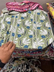 Designer Cotton Open Floral Design Shoulder <b>Bag</b> for Women Stylish Casual Handbag Soft <b>Fabric</b> Lightweight Carry <b>Bag</b> Pack 5 - Product Image 3