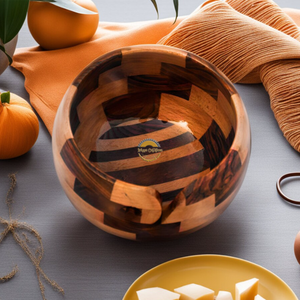 Cuenco de Hilo de Madera Estilo Antiguo, de Teca Pulida Jali, con Decoración Tallada Ovalada, Soporte para Regalos, Hogar, Cocina, Animal, de AYAANS - Product Image 3