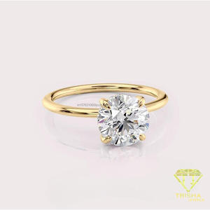 Bague de fiançailles solitaire en moissanite taille ronde en or blanc, classique à quatre griffes, bague de mariage minimaliste - Product Image 6