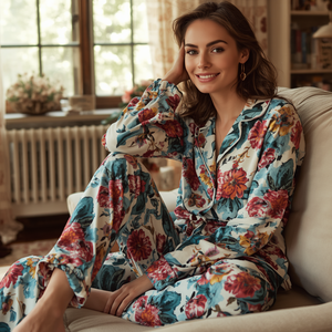 Ensemble de vêtements de détente pour femmes à manches longues imprimées, confortable pour la maison, avec personnalisation OEM ODM - Product Image 4