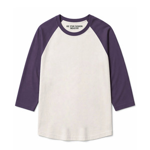 T-shirt pour homme de haute qualité, col rond, décontracté, coupe ajustée, manches contrastées, raglan, 100% coton - Product Image 1
