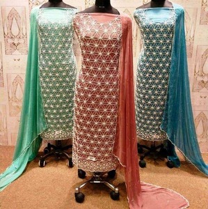 Trajes Modernos de Diseñador Sin Coser, Bordados a Mano, Hermosos y de Primera Calidad para Mujer, Estilo Tradicional Indio para Fiestas - Product Image 3