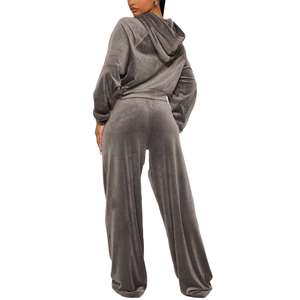 Ensemble de survêtement en velours personnalisé pour femme : sweat à capuche zippé et pantalon de jogging en velours - Product Image 2
