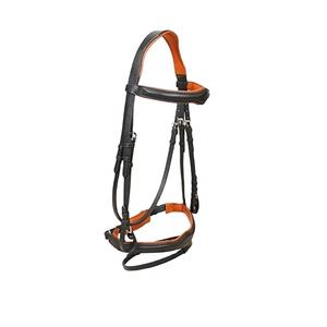 Brida de Cuero Negro Ecuestre de Alta Calidad Rub International, Riendas Suaves Color Caramelo para Carreras, Estilo Occidental de Lujo - Product Image 1