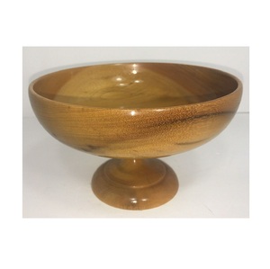 Bol sur piétement en bois naturel, bol à fruits rustique sur pied pour centre de table, décoration de comptoir de cuisine et aménagement intérieur - Product Image 6
