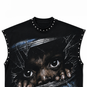 Glory Custom <b>Rhinestone</b> Graphic Tank <b>Top</b> 100% Cotton Soft Breathable Fabric New Trendy Style Sleeveless T Shirt For Unisex Wear - Product Image 3