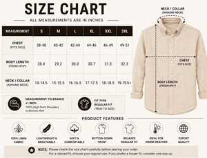 Chemise d'été décontractée pour homme en mélange coton-lin brodé, écologique, respirante, à manches longues, avec col rabattu et bouton unique - Product Image 5