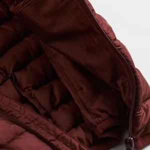 Men's <b>Burgundy</b> Hooded <b>Puffer</b> <b>Jacket</b> Zipper Closure Windproof Casual Winter Wear Regular Length Polyester Wadding - Product Image 6