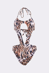 Maillot de bain une pièce uni pour femme, col rond, coupe haute, séchage rapide, extensible, volants sur le devant - Product Image 3