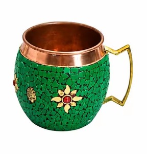 Handcrafted Pure Copper <b>Mug</b> Premium Pearl Grey Palm <b>Tree</b> Art Copper <b>Mug</b> Decorative Copper Drinking <b>Mug</b> Artisan Handmade Copper - Product Image 2