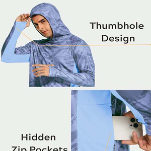 OME Men’s UPS 50+ High Quality Mesh Vented Men's Long Sleeve Fishing <b>Shirts</b> UPF 50 <b>Face</b> Masked Fishing Hoodie - Product Image 5