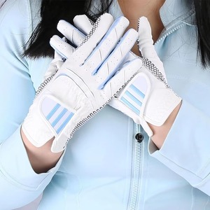 Gants de golf pour femmes en cuir Cabretta souple, pour les deux mains, avec grip chaud et froid, blancs, en tissu élastique respirant et durable pour adultes - Product Image 3