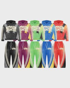 Purple Yellow Tie Dye Brand State <b>Zip</b> <b>Up</b> Cropped Hoodie & Pants Set Oversized Streetwear Tracksuit. OEM Private Label - Product Image 5